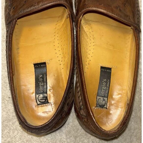 Giorgio’s of palm beach genuine ostrich Leather Men Shoes Sz 8.5 Brown Italy main image 7